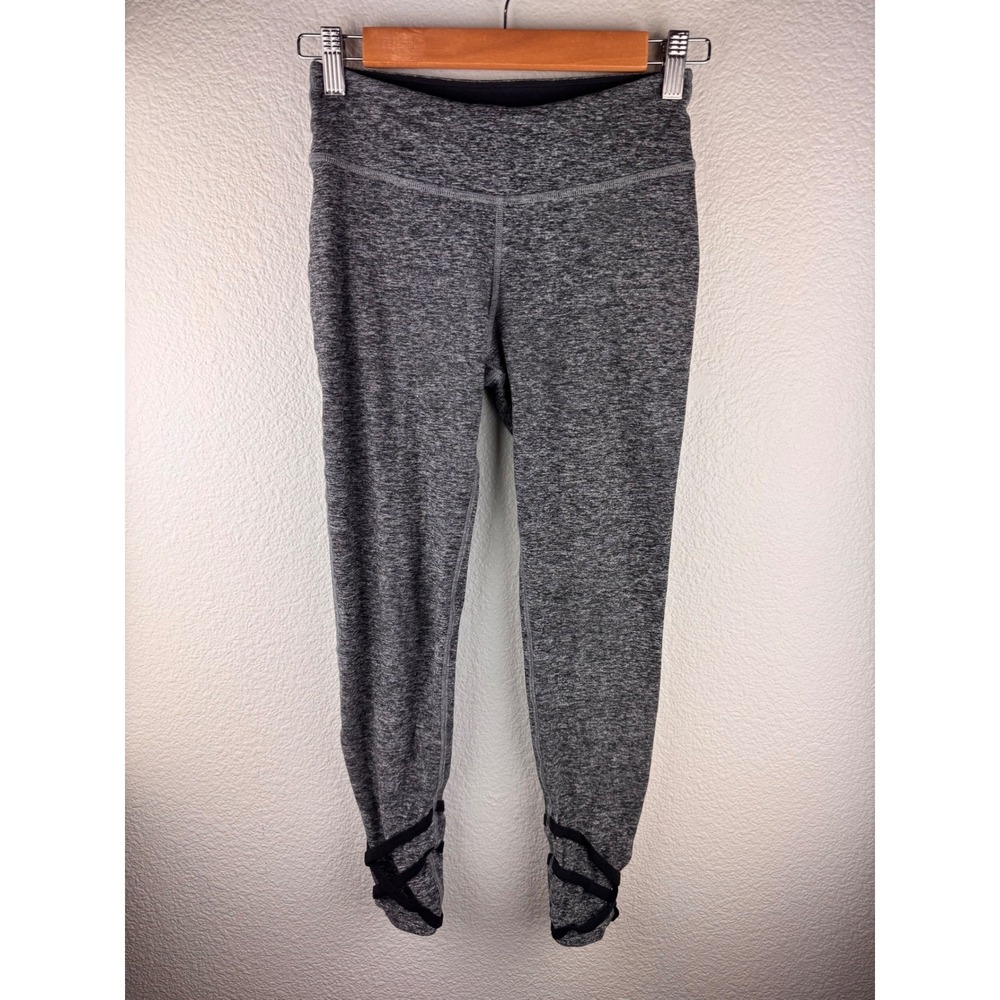 Beyond Yoga‎ Womens Gray Heathered Leggings Strappy Ankle Size S